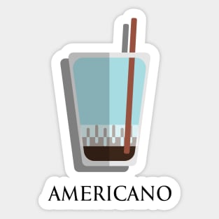 Iced Cold Americano coffee front view in flat design style Sticker